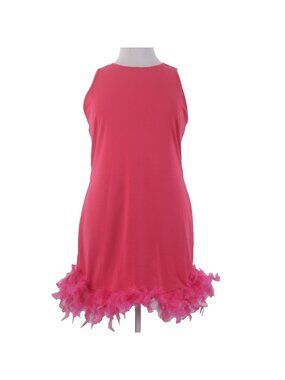 X Plus Dress NEW Sz XL Pink Sleeveless Feathered Bottom Cotton Polyester Dress